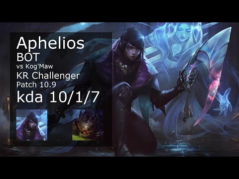 Aphelios ADC vs Kog'Maw - KR Challenger 10/1/7 Patch 10.9 Gameplay // [롤] 아펠리오스 vs 코그모