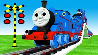 【踏切アニメ】あぶない電車 TRAIN THOMAS 🚦 Fumikiri 3D Railroad Crossing Animation