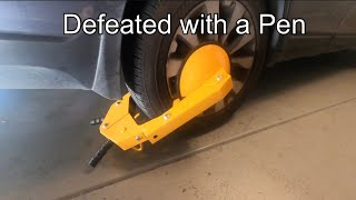 Amazon Car Wheel Boot Lock. How to Pick a tumbler lock with a pen, no special tools