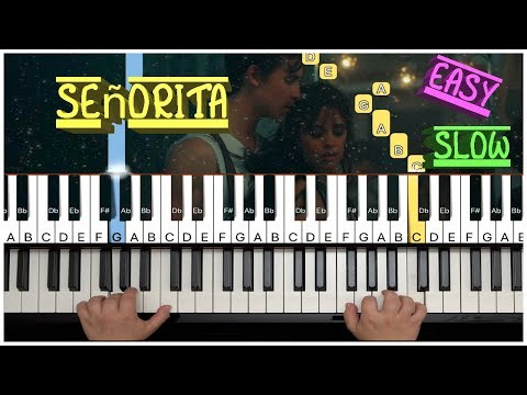 How To Play Señorita by Shawn Mendes, Camila Cabello - SLOW EASY Piano Tutorial