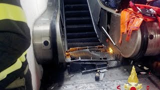 Escalator accident in Rome subway station injures soccer fans