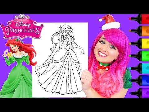 Coloring Ariel The Little Mermaid Christmas Coloring Page Prismacolor Markers | KiMMi THE CLOWN Video