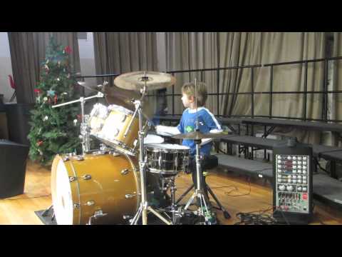 6 yr old drummer Julius Radino plays Don't stop Believing