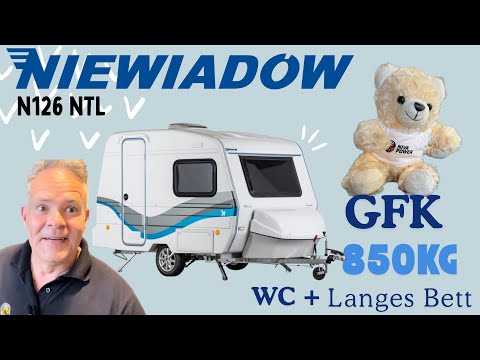 Niewiadow N126NTL, GFK Wohnwagen mit langen Bett, Waschraum und WC Nur 850Kg Gesamtgewicht. Neu 2025