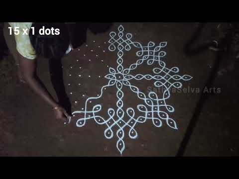 Margazhi kolam series | 15 x 1 dots kambi kolam | Dhanur madham big sikku kolam | SathyaSelva Arts