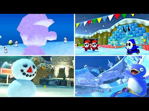 Evolution of Snow/Ice Tracks in Mario Kart (1992-2025)