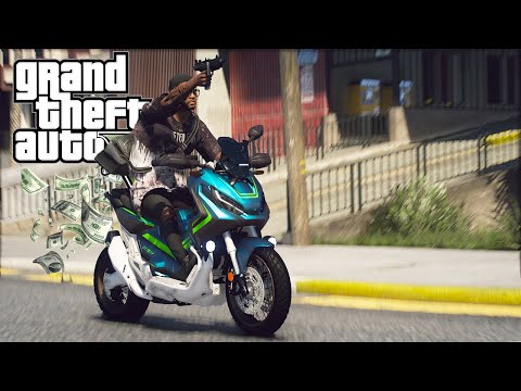 BANK ESCAPE IN A HONDA X-ADV?! - GTA 5 GANGSTER LIFE MOD (6) #14