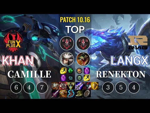 FPX Khan Camille vs RNG Langx Renekton Top - KR Patch 10.16