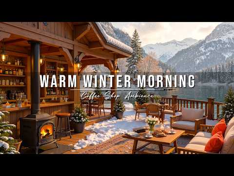 Warm Winter Morning Jazz at Outdoor Coffee Shop Ambience ❄️ Soft Piano Jazz Music for Good Moods