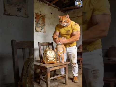 Người cha nghèo và chiếc cặp đặc biệt dành cho Mèo Cam #ai #shorts #cat #cute #cutebaby