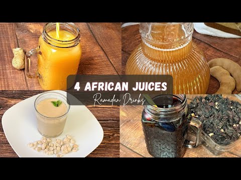 4 African Juices Recipe - 4 Jus Africains || Bissap , Ginger , Tamarind & Baobab Juice