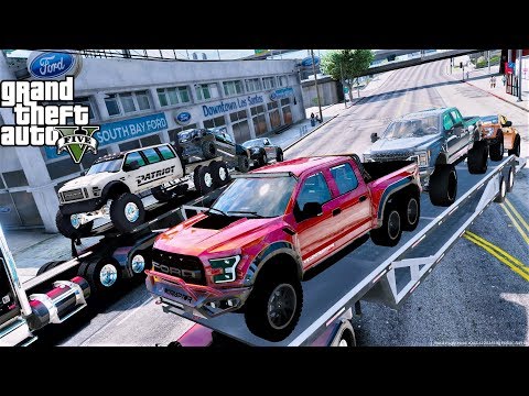Thumbnail for GTA 5 Real Life Mod #112 Delivering Lifted Off Road & 6 By 6 Ford Trucks To My Ford Dealership by FORD gta