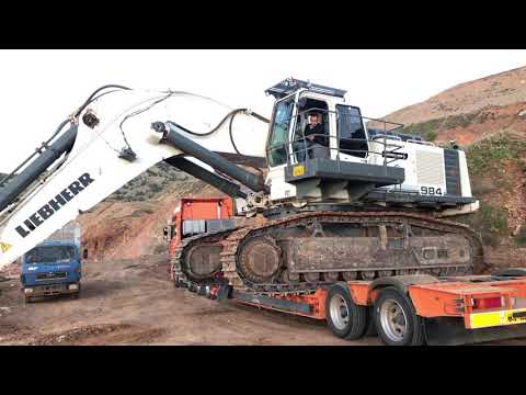 Transporting By Side The Huge Liebherr 984 Excavator - Sotiriadis Labrianidis Mining Works