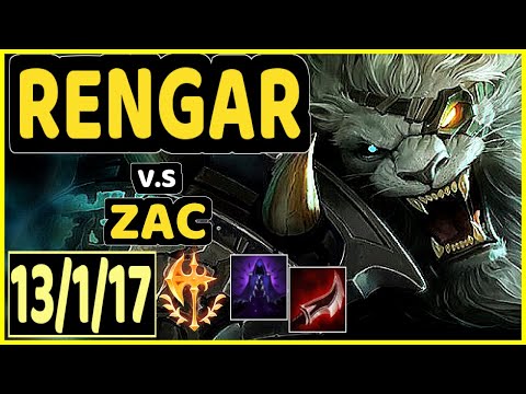 CINKROF (RENGAR) vs ZAC - 13/1/17 KDA JUNGLE CHALLENGER GAMEPLAY - EUW