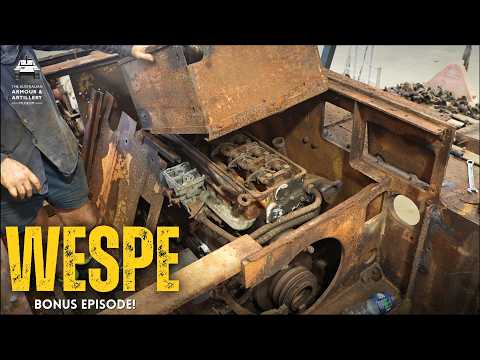 Ausbau des Motors aus unserer deutschen „WESPE“ aus dem 2. Weltkrieg