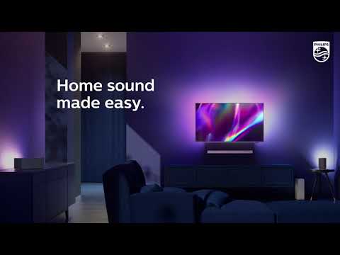 Namų kino sistema „Philips Soundbar“ garsiakalbis TAB8505/10, maks. 240 W. Integruotas žemųjų dažnių garsiakalbis, Dolby Atmos®, suderinamas su DTS Play-Fi, jungiasi su balso asistentais video