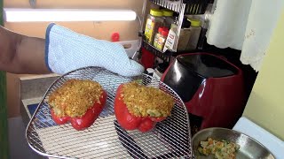 Easy Homemade Stuffed Chicken And Rice Peppers, Topped With Panko