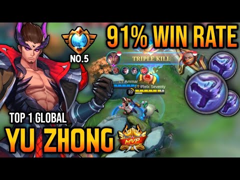 91% WIN RATE! YU ZHONG BEST BUILD 2022 | TOP 1 GLOBAL YU ZHONG GAMEPLAY | MOBILE LEGENDS✓
