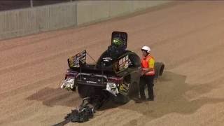 Alexis DeJoria hits the sand after only one parachute deploys