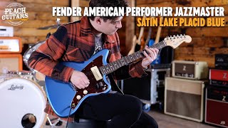 Video thumbnail for No Talking...Just Tones | Fender American Performer Jazzmaster | Rosewood - Satin Lake Placid Blue by Peach Guitars