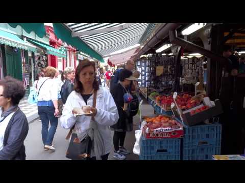 Prices for food and souvenirs on a market in Prague, Czech