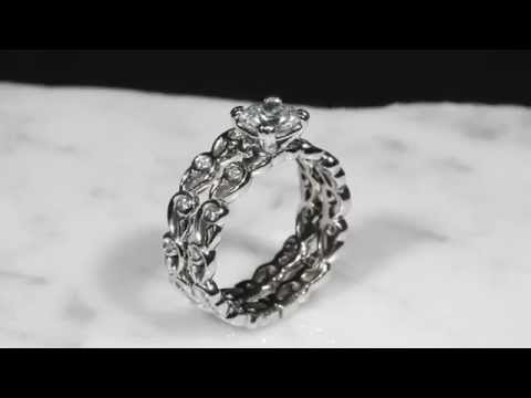 Delicate Leaf Bridal Ring Set