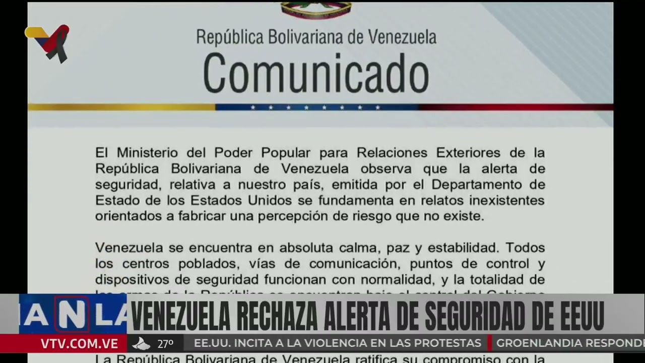 Cancillería venezolana responde a Dpto de Estado sobre colectivos y llamado a estadounidenses a irse