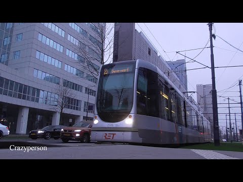 RET Tram 23, 25, 24 aankomst Weena Rotterdam in 2020