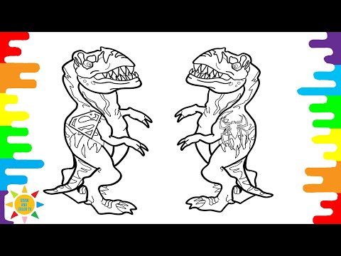 Spider T-Rex Coloring Pages | Dinosaurs Fighting Coloring Pages | Superman T-Rex Coloring