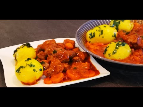 Sauté de veau aux champignons, carottes et pommes de terre persillées - super bien manger à table !!