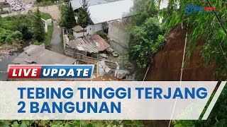 Tebing Setinggi 30 Meter Longsor hingga Merobohkan 2 Bangunan di Lembang, Saluran Air Juga Tertutup
