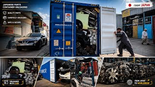 Japanese Used Auto Parts Container Unloading | Half Cuts, Engines & Car Parts #automobile 