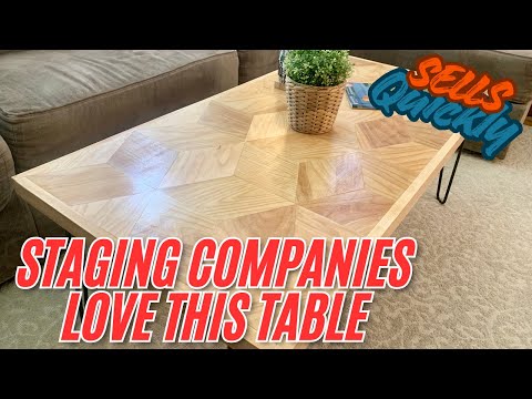 High End | Low Cost- Geometric Pattern - Maple Coffee Table w/Hairpin Legs - 3D - DIY