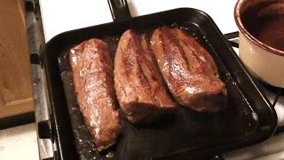 Stuffed Venison Backstraps & Homemade Caesar Salad in the Wooden Bowl 2016