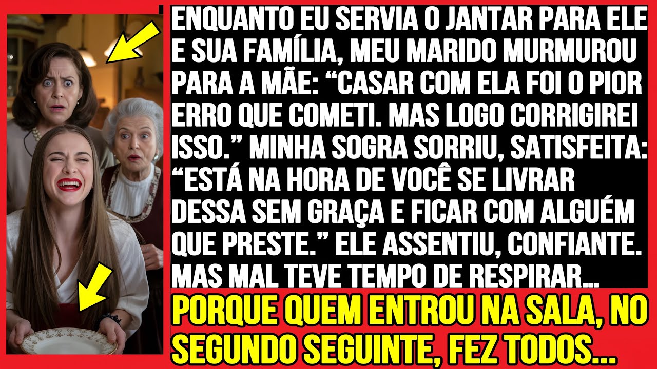 ENQUANTO EU SERVIA O JANTAR PARA ELE E SUA FAMÍLIA, MEU MARIDO MURMUROU PARA A MÃE...