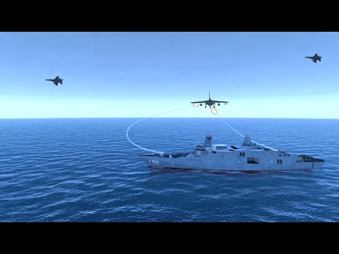 Su-25 Aircraft Shot Down by Destroyer Anti-Air Missile - Tandav - Simulation - ARMA 3