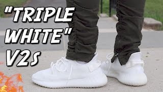 &quot;TRIPLE WHITE&quot; ADIDAS YEEZY 350 V2 REVIEW AND ON-FOOT