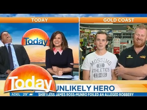 Most Aussie guys ever foil robbery despite a 'busted plugger'