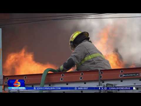 Pavoroso incendio consume fábrica palillera en Choloma, Cortés