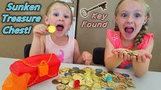 Sunken Treasure Found at Bottom of Pool! Locked Chest Key Inside!!!