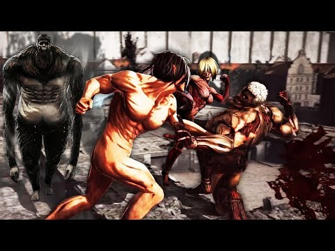 Attack on Titan Wings of Freedom Eren vs Annie,Reiner,Bertholdt and Beast Titan 99+Perfected Gear