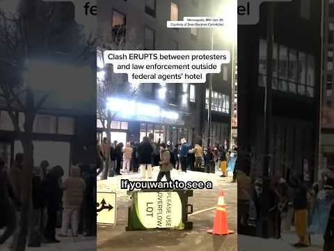Clash ERUPTS between protesters and law enforcement outside federal agents’ hotel