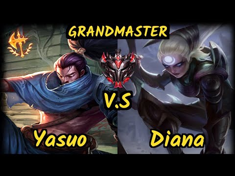 SKT T1 Faker (YASUO) vs DIANA - MID GAMEPLAY - KR Ranked GRANDMASTER