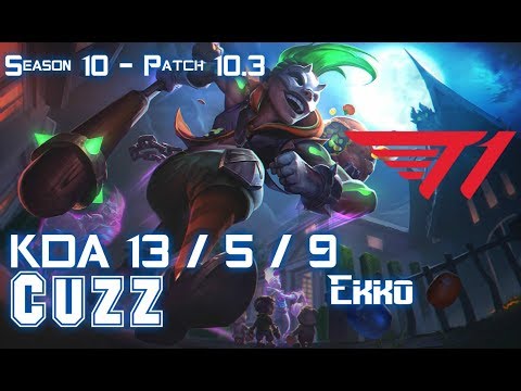 T1 Cuzz EKKO vs LEE SIN Jungle - Patch 10.3 KR Ranked