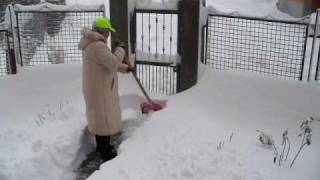 preview picture of video 'Pensionata che spala la neve a Murazzano'