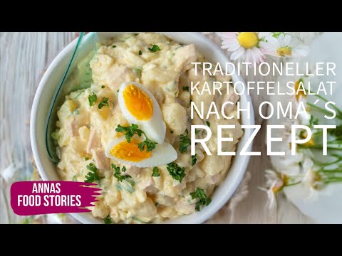 Kartoffelsalat nach Oma´s Rezept mit Ei, Gurke, Wurst und Mayonnaise - Pellkartoffelsalat