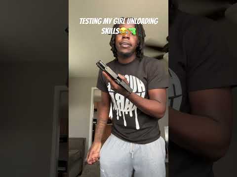 Testing her gun unloading skills pt.1😂#glocks #explore #gf #shorts