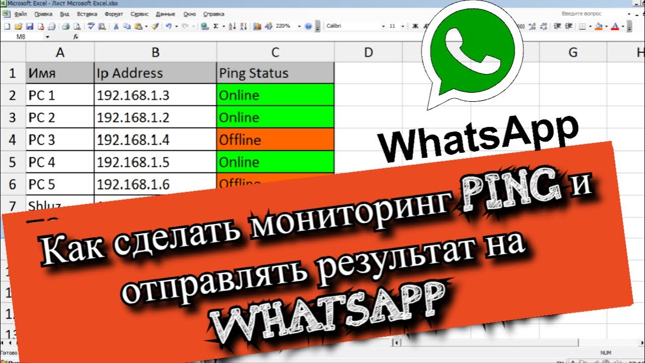 Как сделать мониторинг Ping и отправлять результат на WhatsApp?
