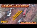 Llangollen Canal Breach 15th January 2026 Preparing To Pull Ganymede Out Djidrone
