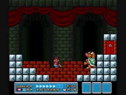 Super Mario All Stars SMB 3 Castle 8 Final Bowser 